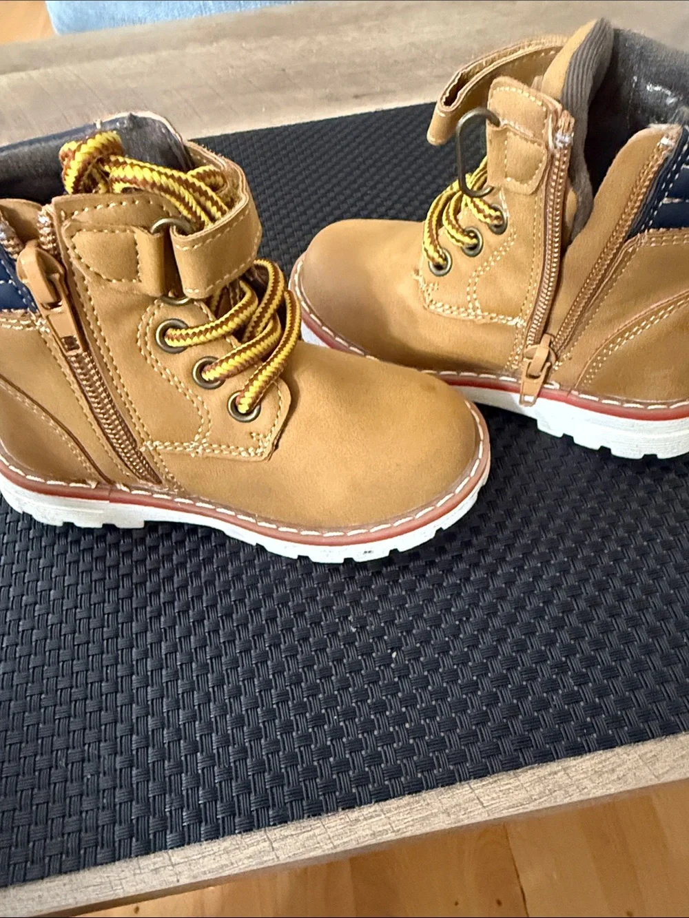 Kids Tan Lace-Up Ankle Boots